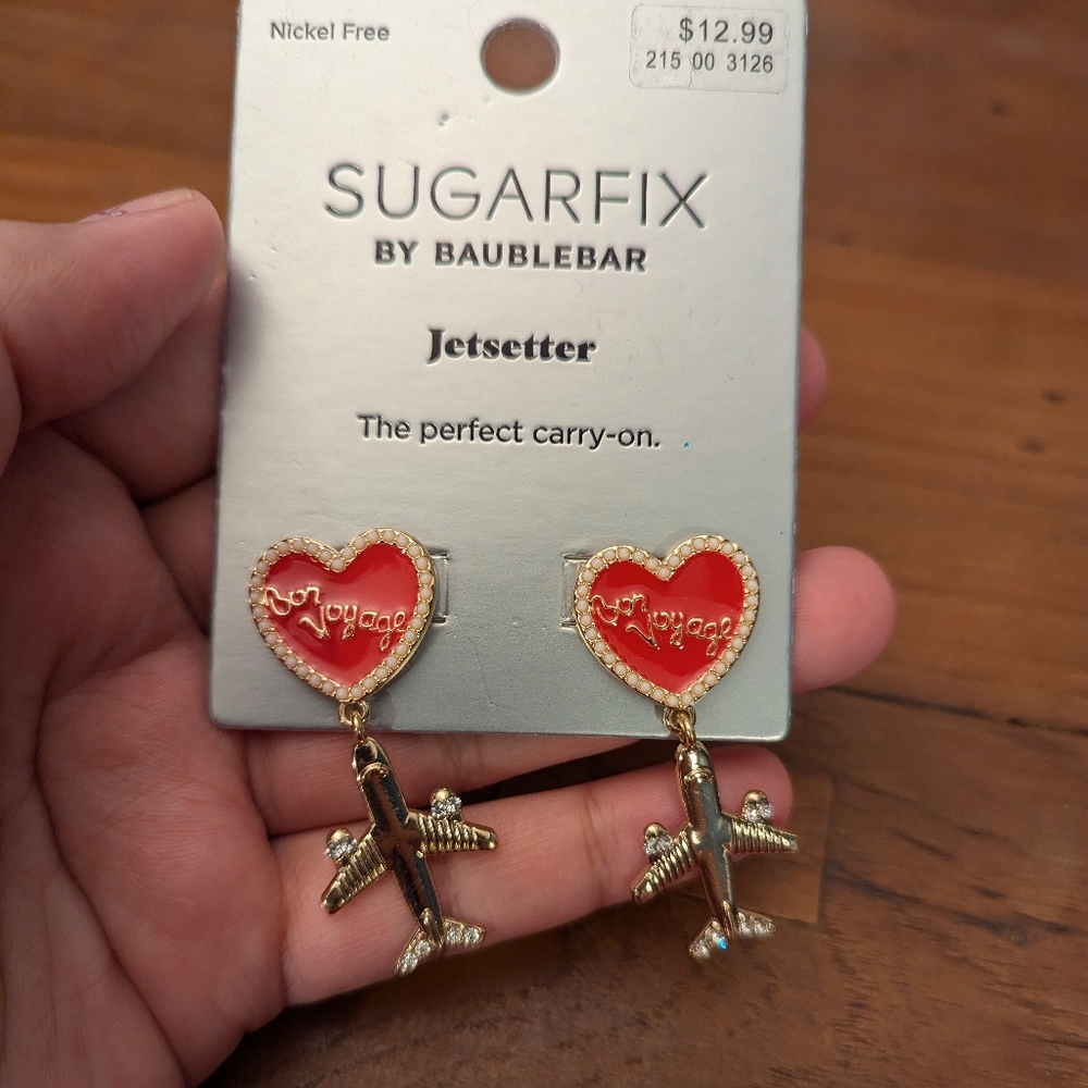 NWT SUGARFIX by BaubleBar jet setter drop earrings vacation plane bon voyage